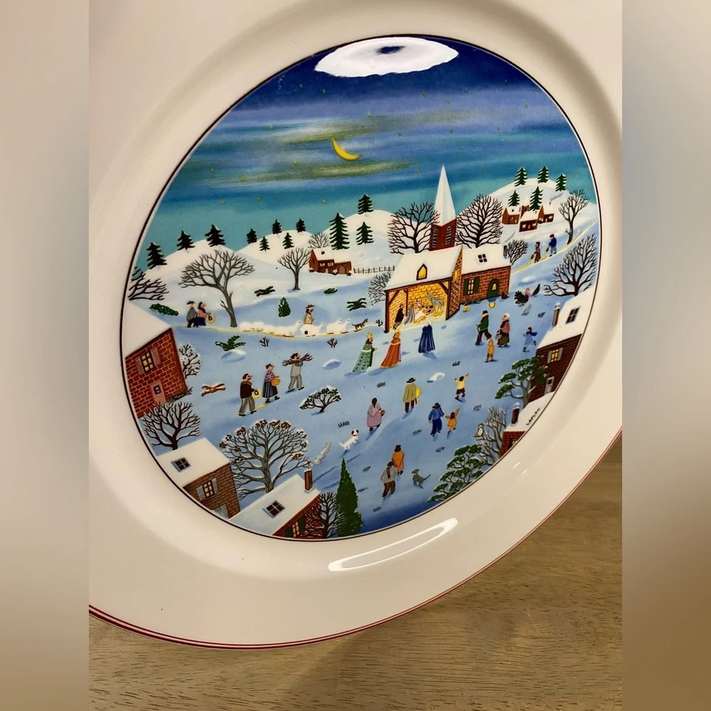 Villeroy & Boch Naif Christmas Snow Scene Charger‎ Plate  Signed Laplau 12